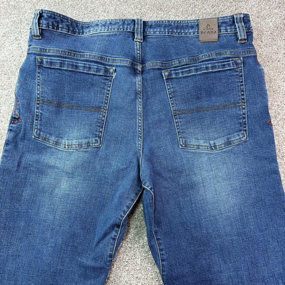 PrAna Men's Denim‎ Blue Jeans BREATHE Size 36x30 Straight Leg Slim Fit - Picture 7 of 15